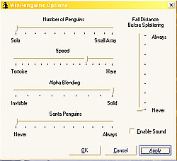 Optionenbildschirm Winpenguins