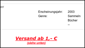 Versand ab 1.- Euro
