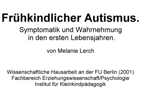 PDF Hausarbeit “Frühkindlicher Autismus” – Knetfeders Kleinkindpädagogik